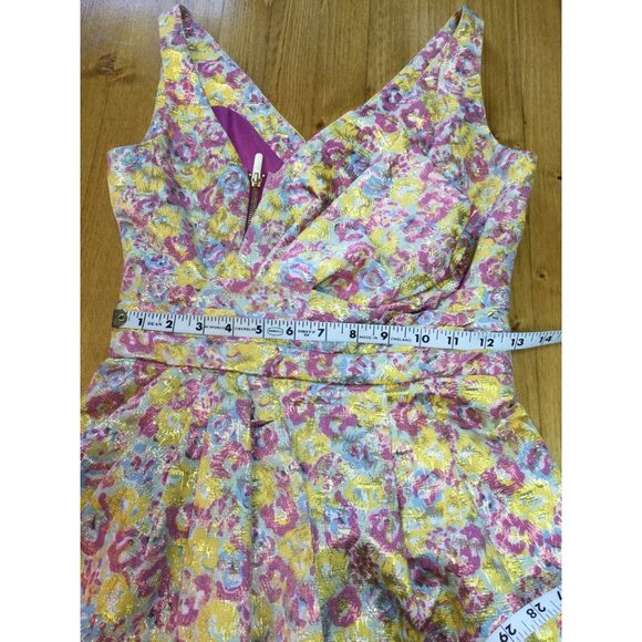 Zac Posen Target Floral Metallic Cocktail Dress Size 3 Asymmetrical Coquette - Picture 9 of 10